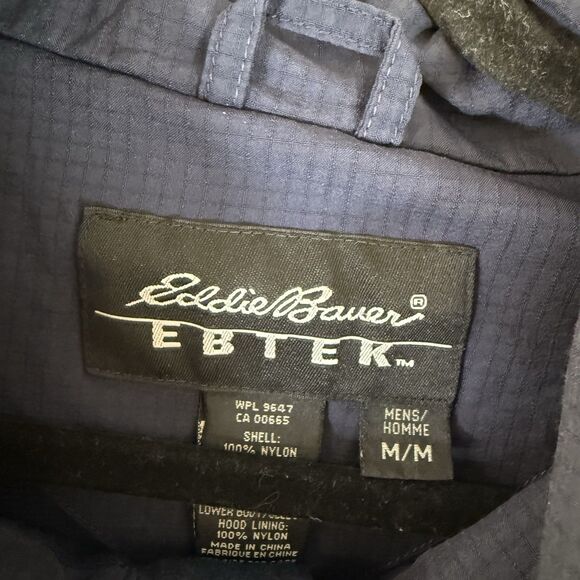 Eddie Bauer EBTEK Jacket Men's Medium Green Gore-Tex Full Zip Snap Packable Hood - Picture 6 of 14